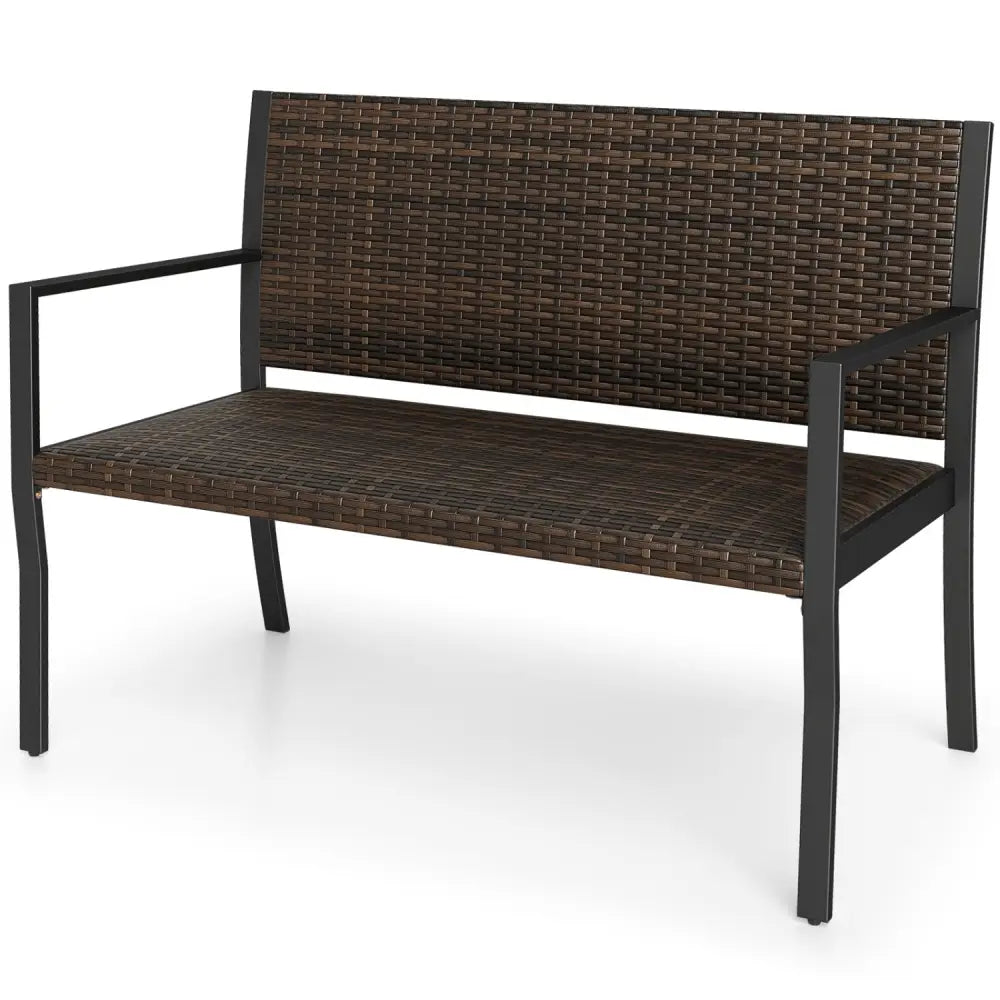 Patio Sun-Proof Rattan Loveseat with Soft Sponge Seat-Brown - Brown - Patio Rocking Chairs & Gliders