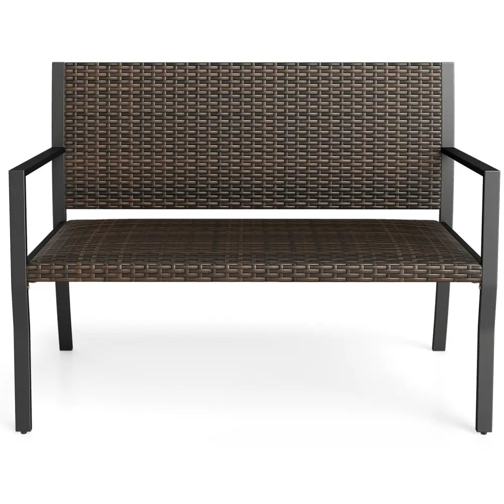 Patio Sun-Proof Rattan Loveseat with Soft Sponge Seat-Brown - Brown - Patio Rocking Chairs & Gliders