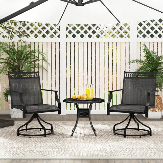 Patio Swivel Dining Chairs Set of 2 with Heavy-duty Metal Frame and Armrests-Gray - Gray - Patio Dining Chairs