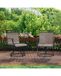 Patio Swivel Dining Chairs Set of 2 with Heavy-duty Metal Frame and Armrests-Brown - Brown - Patio Dining Chairs