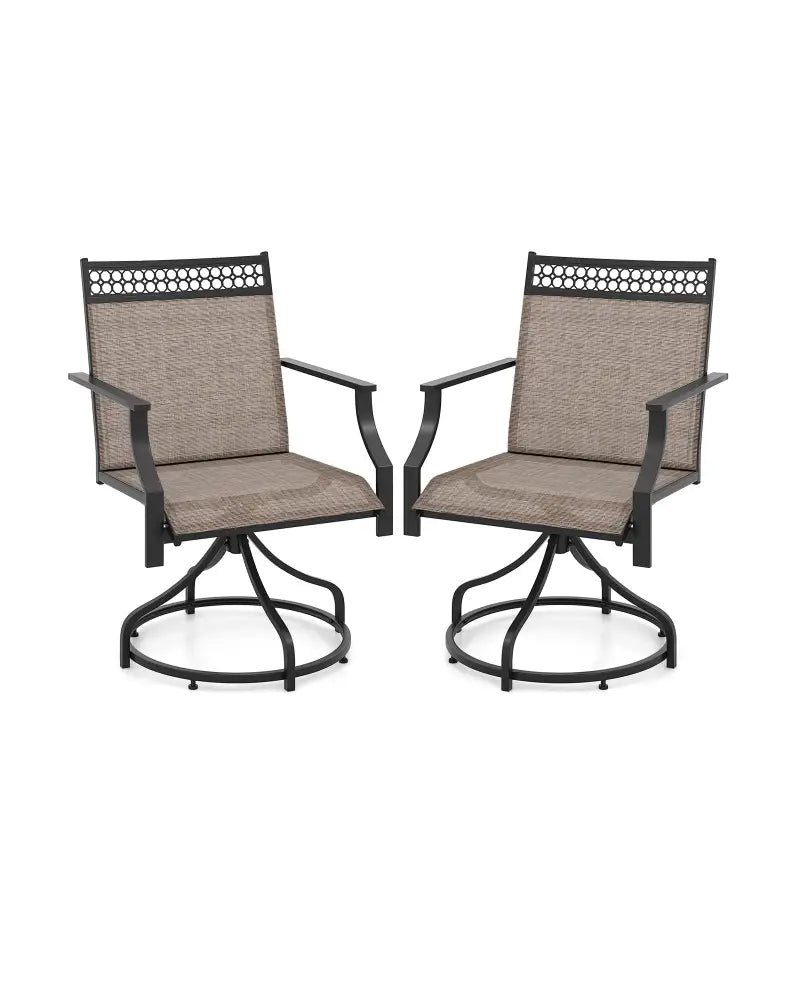 Patio Swivel Dining Chairs Set of 2 with Heavy-duty Metal Frame and Armrests-Brown - Brown - Patio Dining Chairs