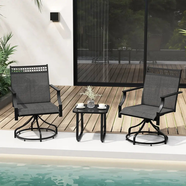 Patio Swivel Dining Chairs Set of 2 with Heavy-duty Metal Frame and Armrests-Gray - Gray - Patio Dining Chairs