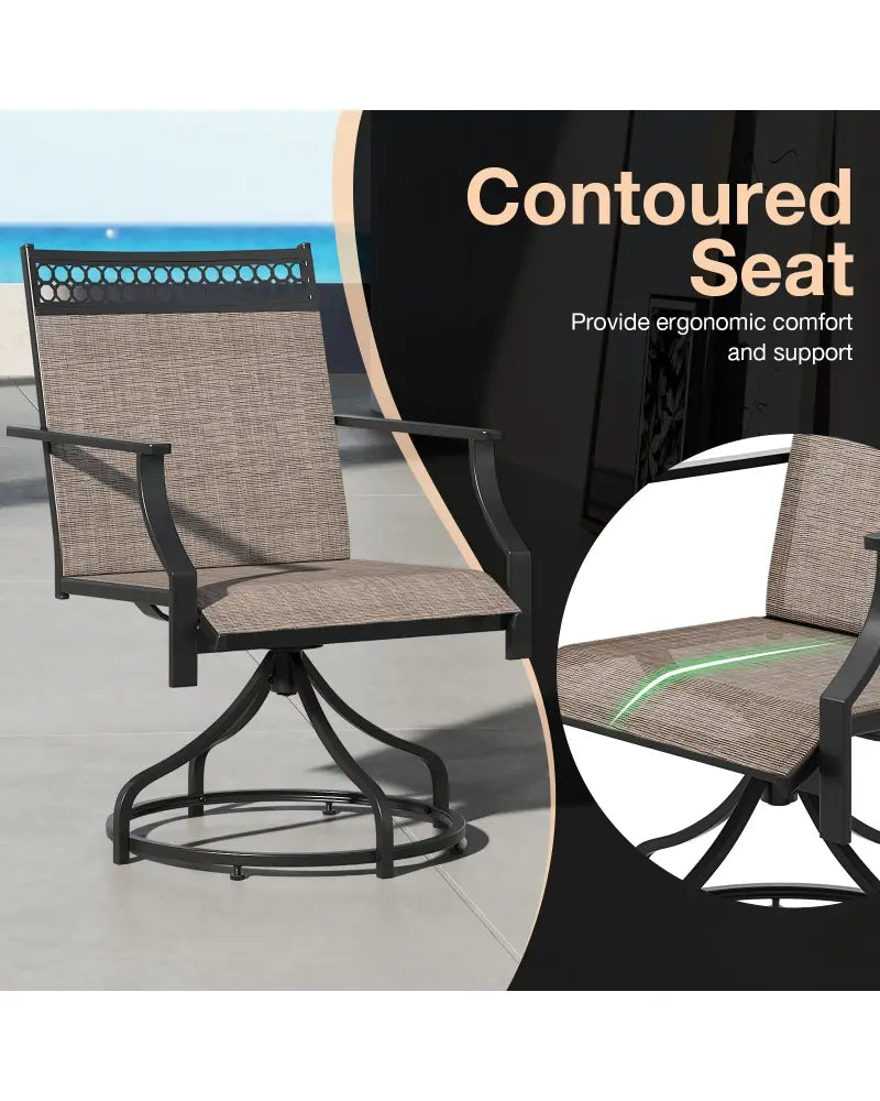 Patio Swivel Dining Chairs Set of 2 with Heavy-duty Metal Frame and Armrests-Brown - Brown - Patio Dining Chairs