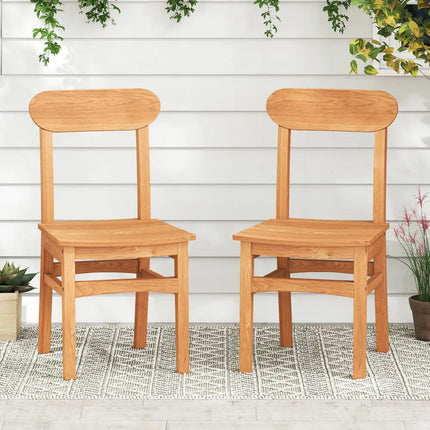 Patio Teak Wood Chair Armless Dining Chair with Slatted Seat - Natural - Patio Dining Chairs