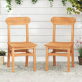 Patio Teak Wood Chair Armless Dining Chair with Slatted Seat - Natural - Patio Dining Chairs