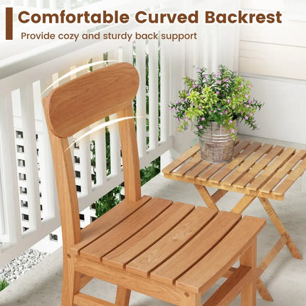 Patio Teak Wood Chair Armless Dining Chair with Slatted Seat - Natural - Patio Dining Chairs