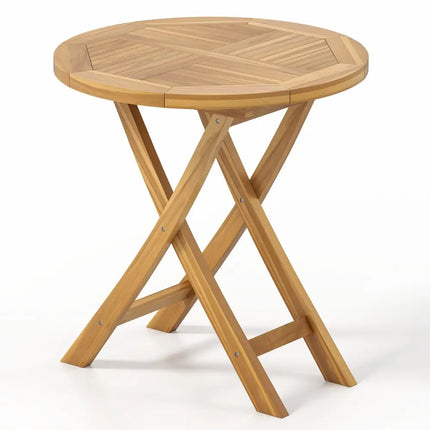 Patio Teak Wood Dining Table with Slatted Tabletop and Sturdy X-Shaped Frame - Dining Tables