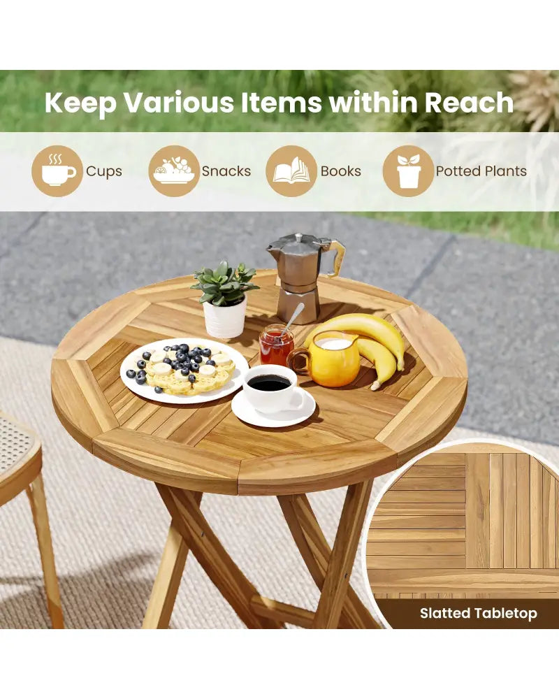 Patio Teak Wood Dining Table with Slatted Tabletop and Sturdy X-Shaped Frame - Dining Tables