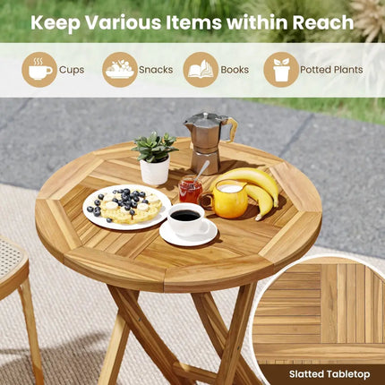 Patio Teak Wood Dining Table with Slatted Tabletop and Sturdy X-Shaped Frame - Dining Tables
