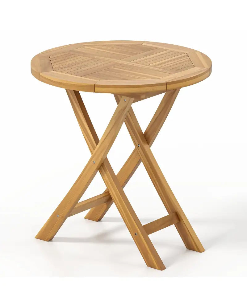 Patio Teak Wood Dining Table with Slatted Tabletop and Sturdy X-Shaped Frame - Dining Tables