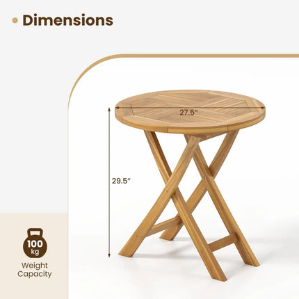 Patio Teak Wood Dining Table with Slatted Tabletop and Sturdy X-Shaped Frame - Dining Tables