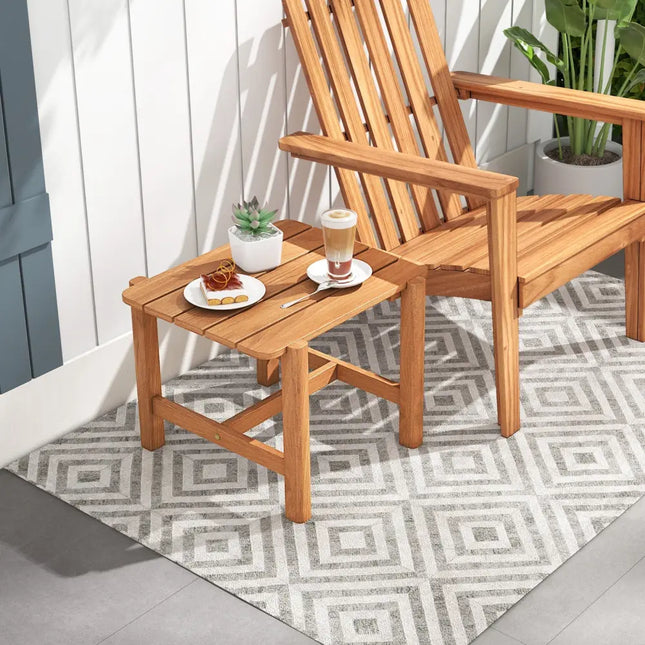 Patio Teak Wood Side Table with Slatted Tabletop for Yard - Natural - Patio Coffee Tables