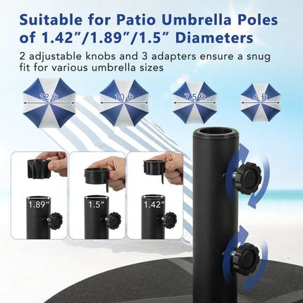 Patio Umbrella Base 88LBS Capacity Water and Sand Fillable Market Table Umbrella Stand-Black - Black - Outdoor Umbrella
