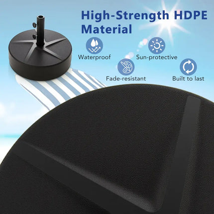 Patio Umbrella Base 88LBS Capacity Water and Sand Fillable Market Table Umbrella Stand-Black - Black - Outdoor Umbrella
