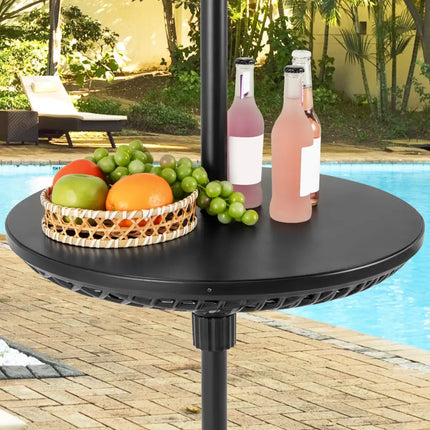 Patio Umbrella Table Tray Adjustable with Umbrella Poles-Black - Black - Outdoor Umbrella Bases