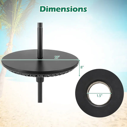 Patio Umbrella Table Tray Adjustable with Umbrella Poles-Black - Black - Outdoor Umbrella Bases