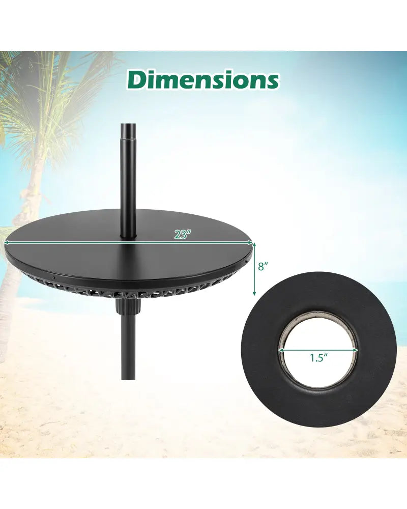 Patio Umbrella Table Tray Adjustable with Umbrella Poles-Black - Black - Outdoor Umbrella Bases