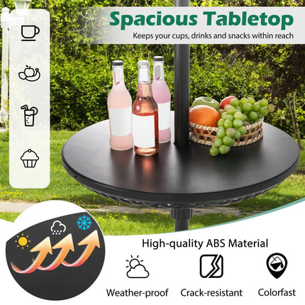 Patio Umbrella Table Tray Adjustable with Umbrella Poles-Black - Black - Outdoor Umbrella Bases