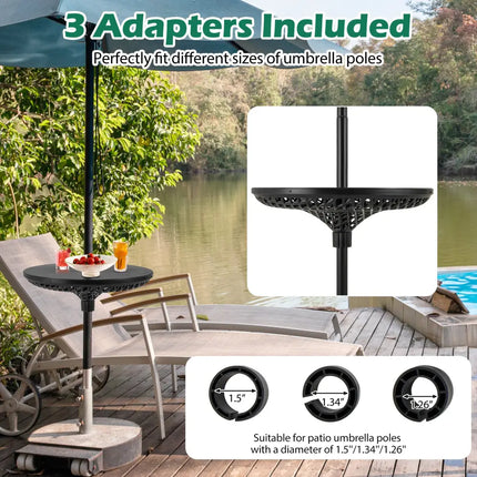 Patio Umbrella Table Tray Adjustable with Umbrella Poles-Black - Black - Outdoor Umbrella Bases