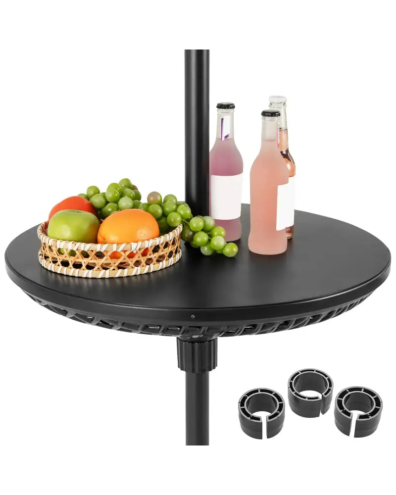 Patio Umbrella Table Tray Adjustable with Umbrella Poles-Black - Black - Outdoor Umbrella Bases