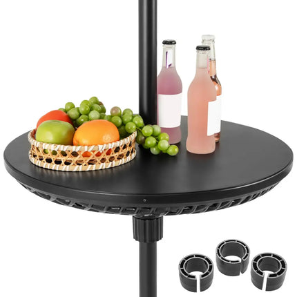 Patio Umbrella Table Tray Adjustable with Umbrella Poles-Black - Black - Outdoor Umbrella Bases