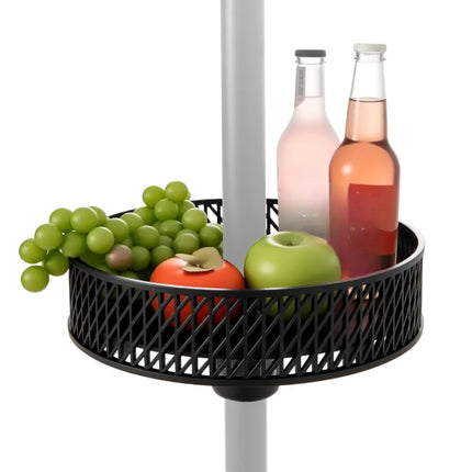 Patio Umbrella Table Tray Adjustable with Storage and Umbrella Poles-Black - Black - Outdoor Umbrella Bases