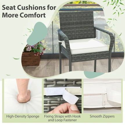 Patio Wicker Barstools with Armrests and Soft Cushions for Porch Backyard Set of 2 - Gray - Patio Bar Furniture