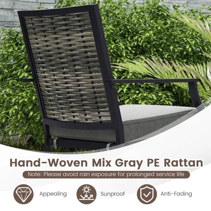 Patio Wicker Chairs Set of 2 Stackable Rattan Armchairs with Removable Cushions-Grey - Gray - Patio Dining Chairs