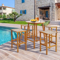 Patio Wood Bar Stools Set of 2/4-2Pieces - Natural - Patio Bar Furniture