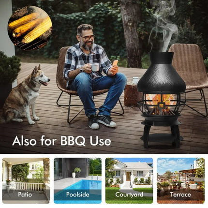 Patio Wood Burning Chimneys Fireplace - Black - Fire Pits