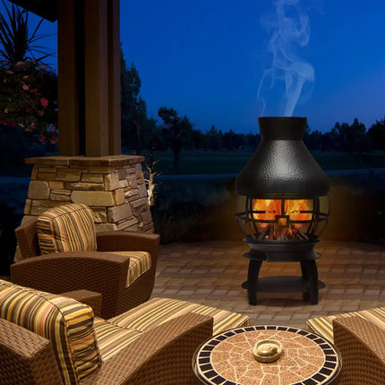 Patio Wood Burning Chimneys Fireplace - Black - Fire Pits