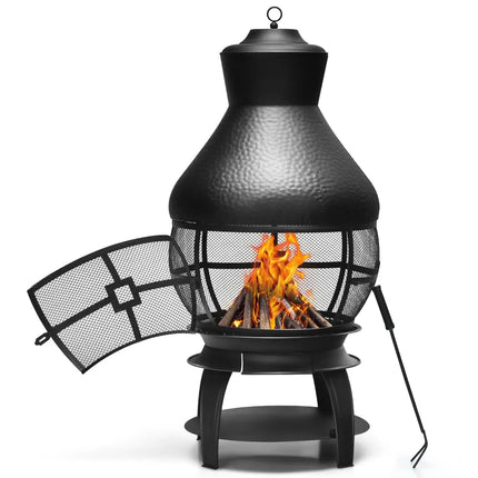 Patio Wood Burning Chimneys Fireplace - Black - Fire Pits