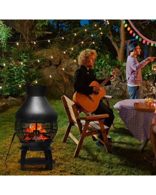 Patio Wood Burning Chimneys Fireplace - Black - Fire Pits