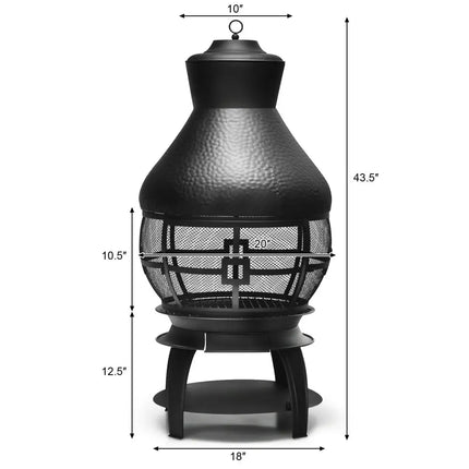 Patio Wood Burning Chimneys Fireplace - Black - Fire Pits