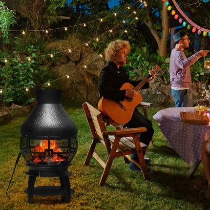 Patio Wood Burning Chimneys Fireplace - Black - Fire Pits