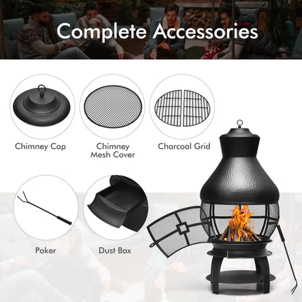 Patio Wood Burning Chimneys Fireplace - Black - Fire Pits