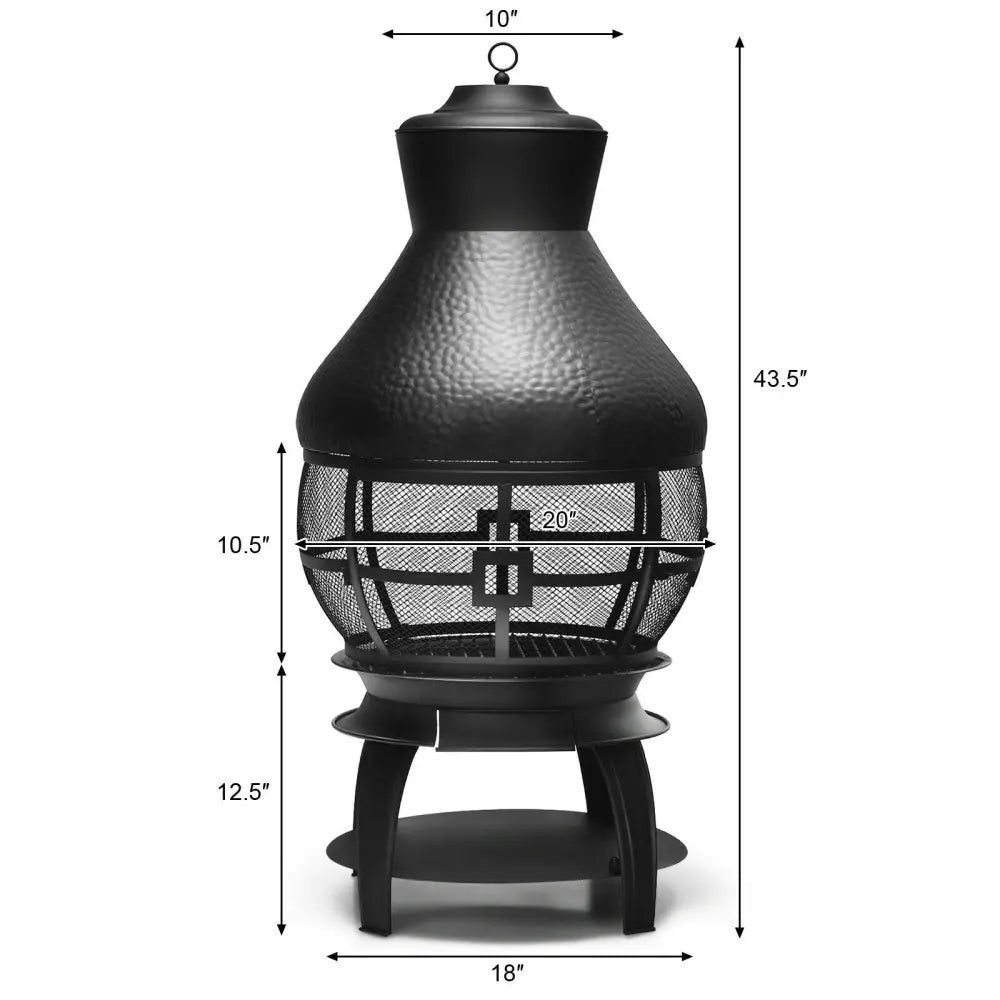 Patio Wood Burning Chimneys Fireplace - Black - Fire Pits