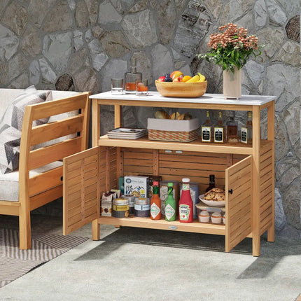 Patio Wood Storage Cabinet Outdoor Acacia Wood Buffet Cabinet - Outdoor & Patio Furniture