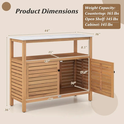 Patio Wood Storage Cabinet Outdoor Acacia Wood Buffet Cabinet - Outdoor & Patio Furniture