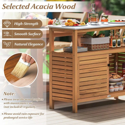 Patio Wood Storage Cabinet Outdoor Acacia Wood Buffet Cabinet - Outdoor & Patio Furniture