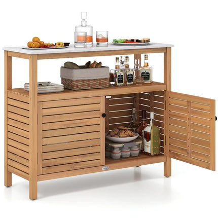 Patio Wood Storage Cabinet Outdoor Acacia Wood Buffet Cabinet - Outdoor & Patio Furniture