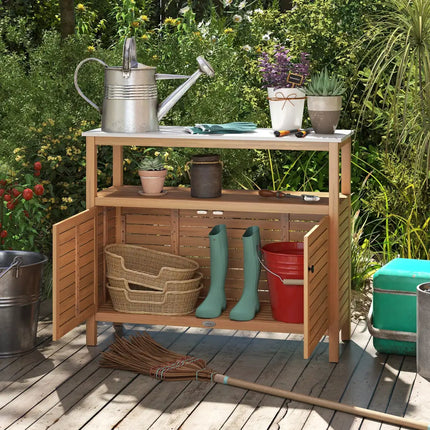 Patio Wood Storage Cabinet Outdoor Acacia Wood Buffet Cabinet - Outdoor & Patio Furniture