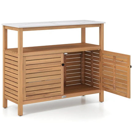 Patio Wood Storage Cabinet Outdoor Acacia Wood Buffet Cabinet - Outdoor & Patio Furniture