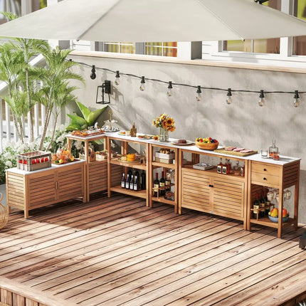 Patio Wood Storage Cabinet Outdoor Acacia Wood Buffet Cabinet - Outdoor & Patio Furniture