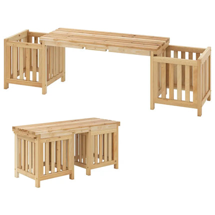 Patio Wooden Bench with Planter 2 Person Patio Bench-Natural - Natural - Outdoor Benches