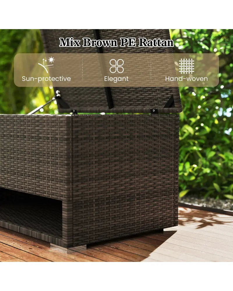 PE Rattan Storage Bin with Waterproof Liner for Patio Cushions - Brown - Sheds & Outdoor Storage