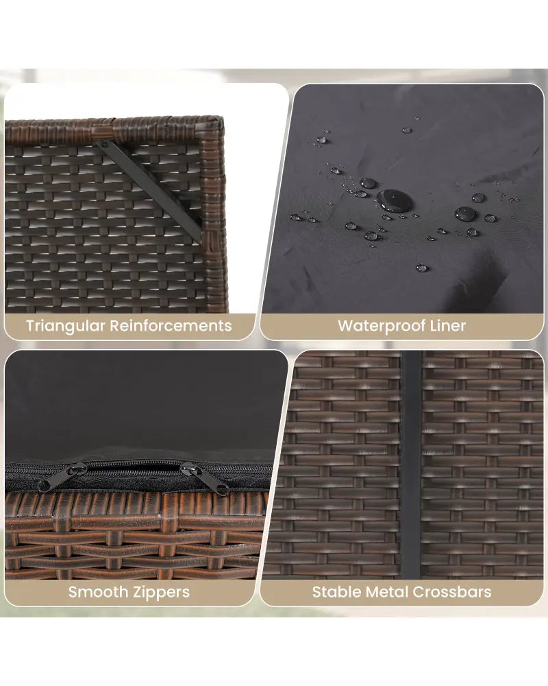 PE Rattan Storage Bin with Waterproof Liner for Patio Cushions - Brown - Sheds & Outdoor Storage