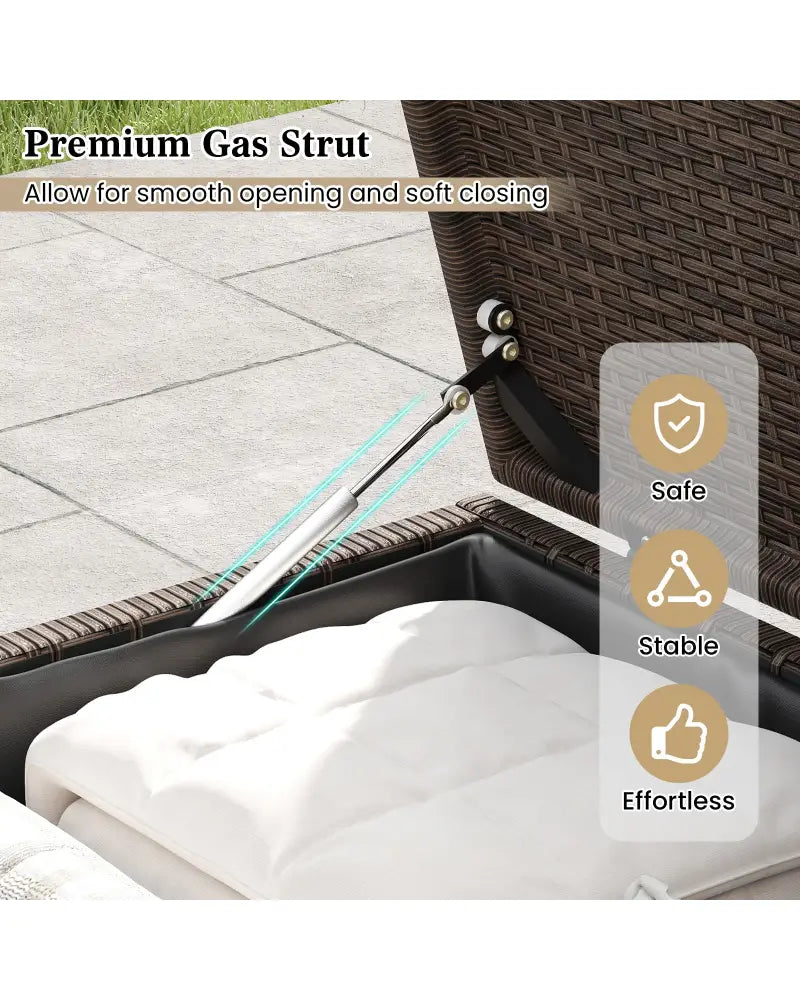 PE Rattan Storage Bin with Waterproof Liner for Patio Cushions - Brown - Sheds & Outdoor Storage