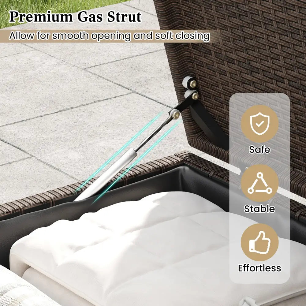 PE Rattan Storage Bin with Waterproof Liner for Patio Cushions - Brown - Sheds & Outdoor Storage
