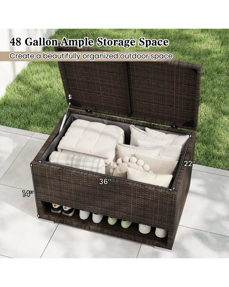 PE Rattan Storage Bin with Waterproof Liner for Patio Cushions - Brown - Sheds & Outdoor Storage
